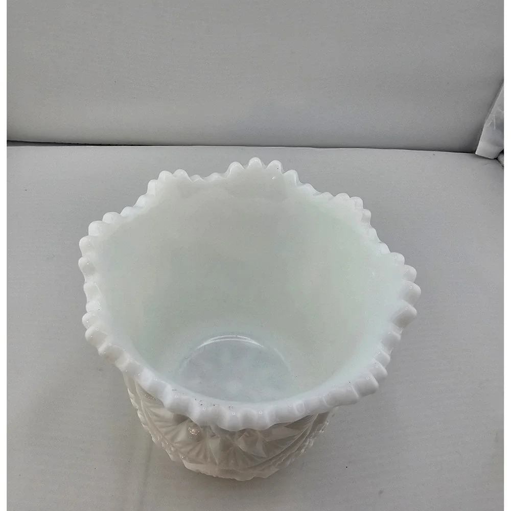 Vintage Milk Glass Creamer and Sugar Bowl Set Starburst mid-century‎ Farmhouse